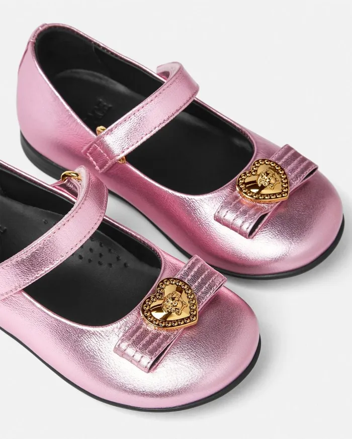 Versace Shoes Gianni Ribbon Metallic Baby Ballerinas Light Pink 8211 Children Versace Shoes Gianni Ribbon Metallic Baby Ballerinas Light Pink 8211 Children