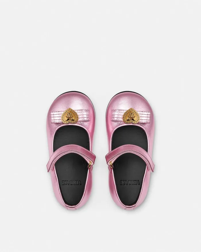 Versace Shoes Gianni Ribbon Metallic Baby Ballerinas Light Pink 8211 Children Versace Shoes Gianni Ribbon Metallic Baby Ballerinas Light Pink 8211 Children