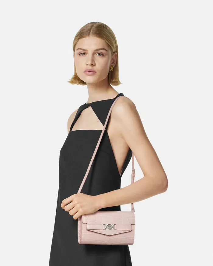 Versace Shoulder and Crossbody CrocEffect Medusa 03995 Crossbody Bag Light Pink 8211 Women Versace Shoulder and Crossbody CrocEffect Medusa 03995 Crossbody Bag Light Pink 8211 Women