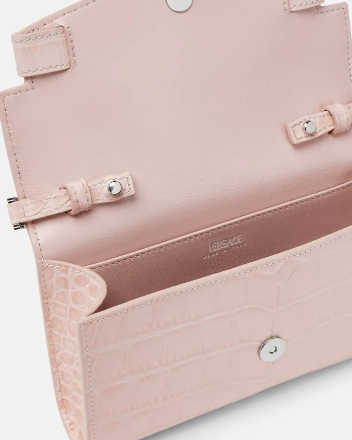 Versace Shoulder and Crossbody CrocEffect Medusa 03995 Crossbody Bag Light Pink 8211 Women Versace Shoulder and Crossbody CrocEffect Medusa 03995 Crossbody Bag Light Pink 8211 Women