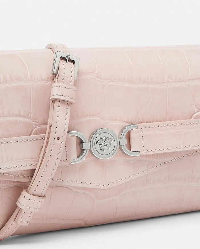 Versace Shoulder and Crossbody CrocEffect Medusa 03995 Crossbody Bag Light Pink 8211 Women Versace Shoulder and Crossbody CrocEffect Medusa 03995 Crossbody Bag Light Pink 8211 Women
