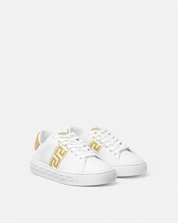 Versace Sneakers Embroidered Greca Sneakers Whiteprint 8211 Women Versace Sneakers Embroidered Greca Sneakers Whiteprint 8211 Women