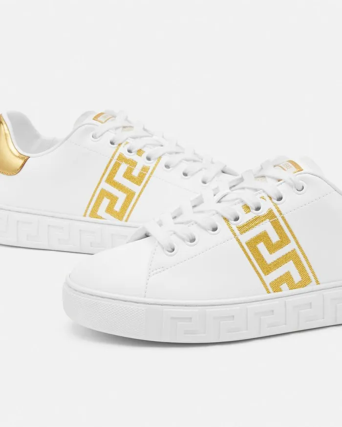 Versace Sneakers Embroidered Greca Sneakers Whiteprint 8211 Women Versace Sneakers Embroidered Greca Sneakers Whiteprint 8211 Women
