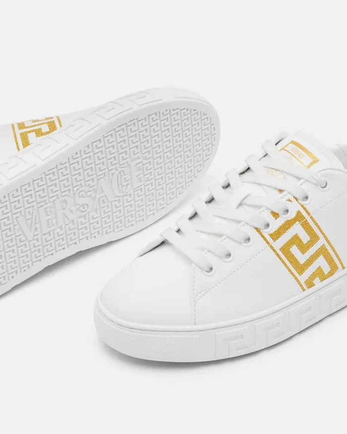 Versace Sneakers Embroidered Greca Sneakers Whiteprint 8211 Women Versace Sneakers Embroidered Greca Sneakers Whiteprint 8211 Women