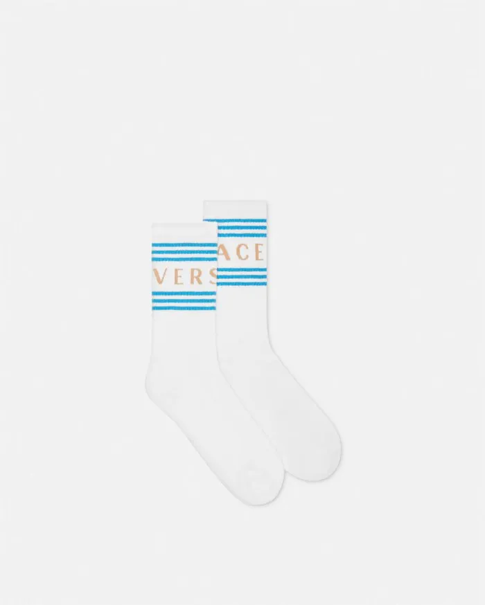 Versace Socks 90s Vintage Logo Socks White 8211 Men