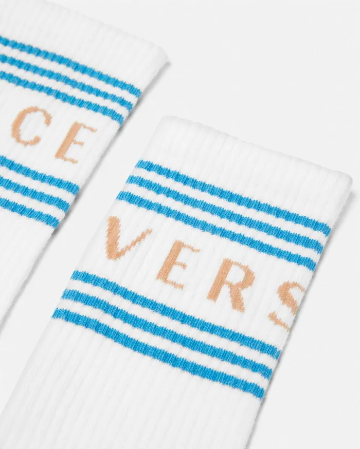 Versace Socks 90s Vintage Logo Socks White 8211 Men Versace Socks 90s Vintage Logo Socks White 8211 Men