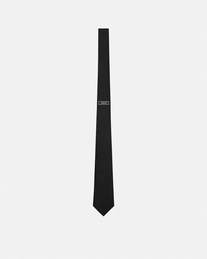 Versace Soft Accessories 90s Vintage Logo Silk Tie Black 8211 Men