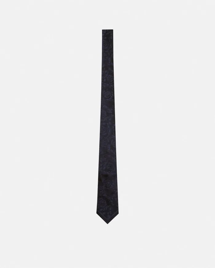 Versace Soft Accessories Barocco Jacquard Silk Tie Blue 8211 Men