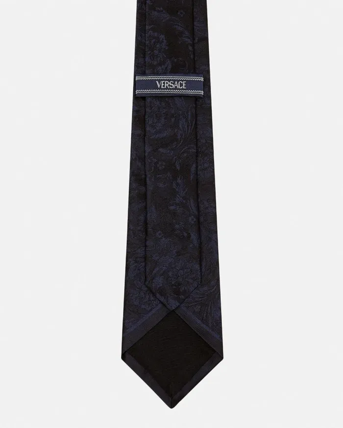 Versace Soft Accessories Barocco Jacquard Silk Tie Blue 8211 Men