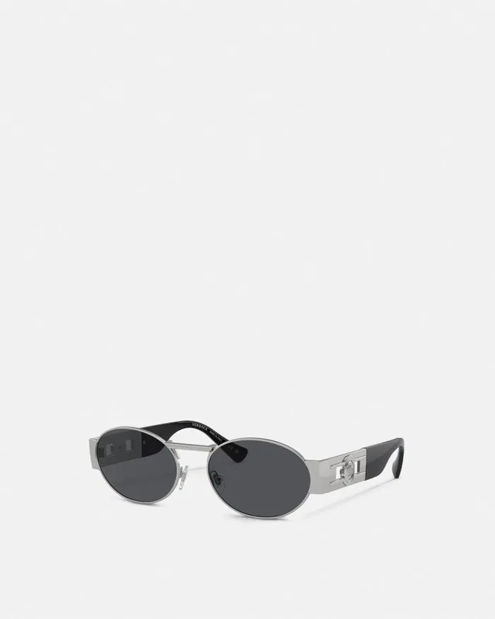 Versace Sunglasses Medusa Deco Oval Sunglasses Blacksilver 8211 WomenMen