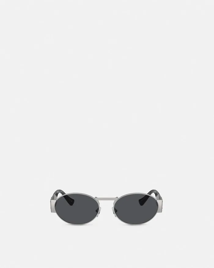 Versace Sunglasses Medusa Deco Oval Sunglasses Blacksilver 8211 WomenMen Versace Sunglasses Medusa Deco Oval Sunglasses Blacksilver 8211 WomenMen