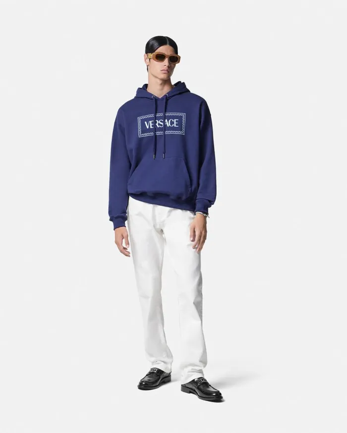 Versace Sweatshirts 90s Vintage Logo Hoodie Blue 8211 Men Versace Sweatshirts 90s Vintage Logo Hoodie Blue 8211 Men