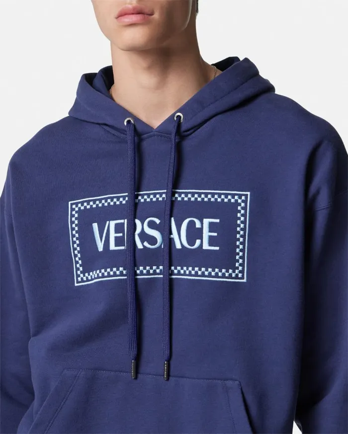 Versace Sweatshirts 90s Vintage Logo Hoodie Blue 8211 Men Versace Sweatshirts 90s Vintage Logo Hoodie Blue 8211 Men