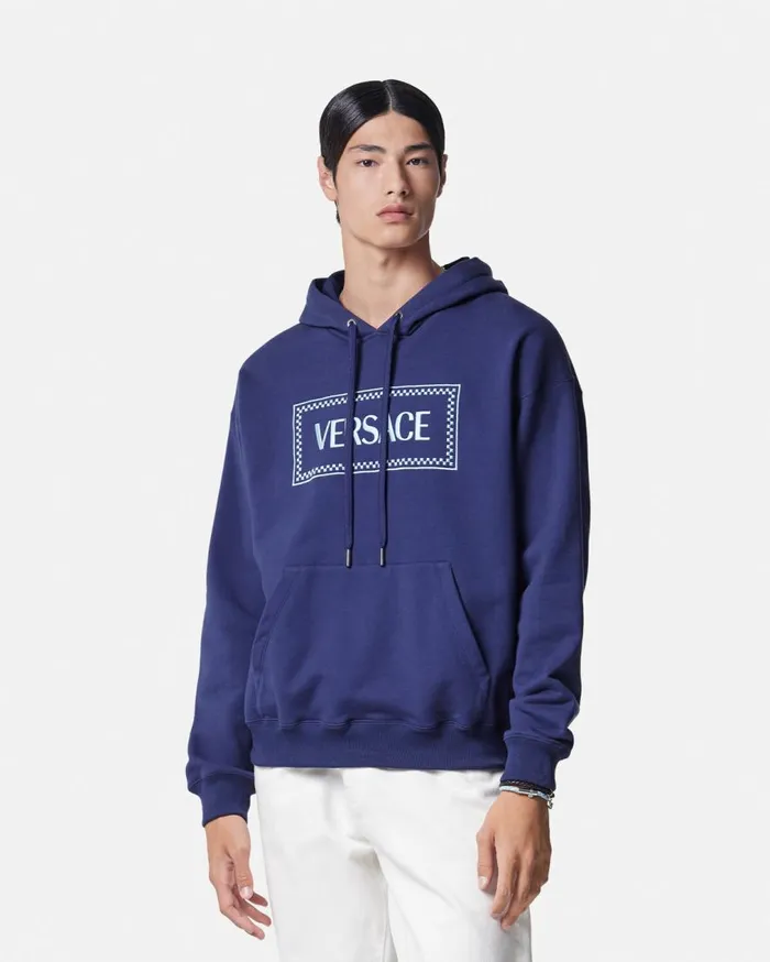 Versace Sweatshirts 90s Vintage Logo Hoodie Blue 8211 Men Versace Sweatshirts 90s Vintage Logo Hoodie Blue 8211 Men