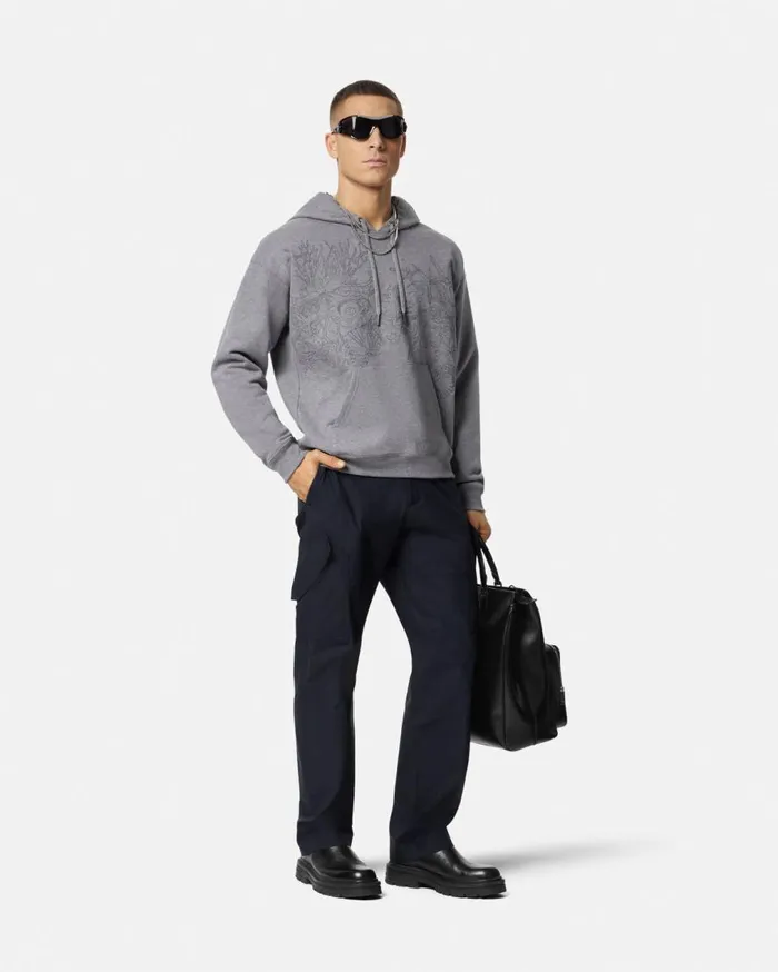 Versace Sweatshirts Embroidered Barocco Sea Hoodie Gray 8211 Men Versace Sweatshirts Embroidered Barocco Sea Hoodie Gray 8211 Men