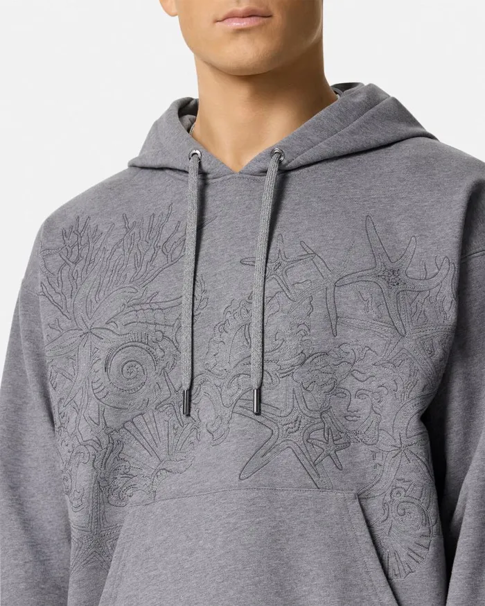 Versace Sweatshirts Embroidered Barocco Sea Hoodie Gray 8211 Men Versace Sweatshirts Embroidered Barocco Sea Hoodie Gray 8211 Men