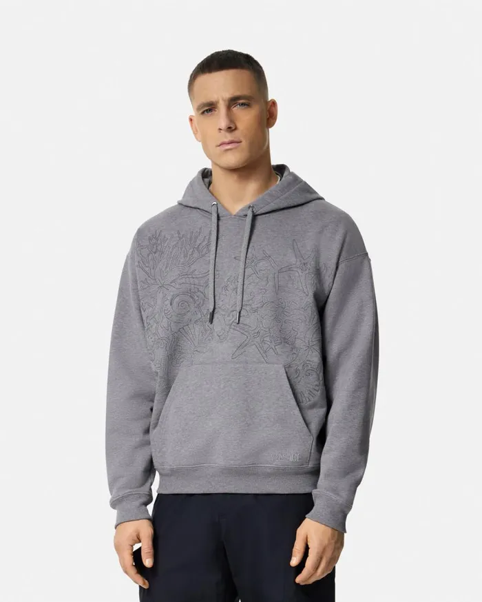 Versace Sweatshirts Embroidered Barocco Sea Hoodie Gray 8211 Men Versace Sweatshirts Embroidered Barocco Sea Hoodie Gray 8211 Men