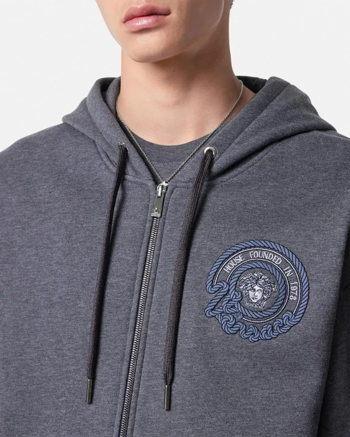 Versace Sweatshirts Nautical Medusa Zip Hoodie Gray 8211 Men Versace Sweatshirts Nautical Medusa Zip Hoodie Gray 8211 Men