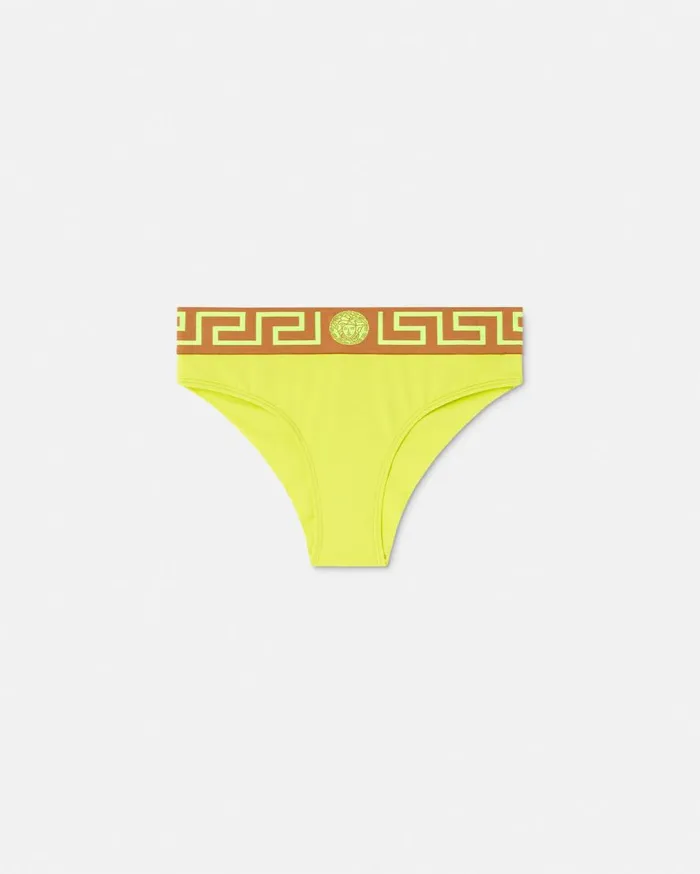 Versace Swimwear Greca Border Bikini Bottoms Yellow 8211 Women