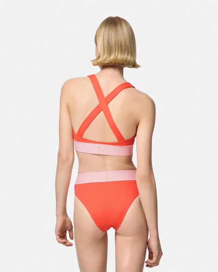 Versace Swimwear Greca Border High Waist Bikini Bottoms Coral 8211 Women Versace Swimwear Greca Border High Waist Bikini Bottoms Coral 8211 Women