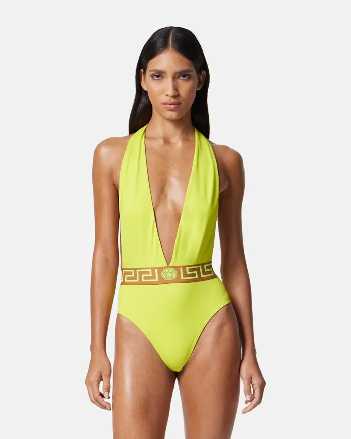 Versace Swimwear Greca Border OnePiece Swimsuit Yellow 8211 Women Versace Swimwear Greca Border OnePiece Swimsuit Yellow 8211 Women