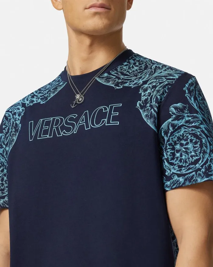 Versace TShirts and Polos Barocco Stencil TShirt Blueprint 8211 Men Versace TShirts and Polos Barocco Stencil TShirt Blueprint 8211 Men