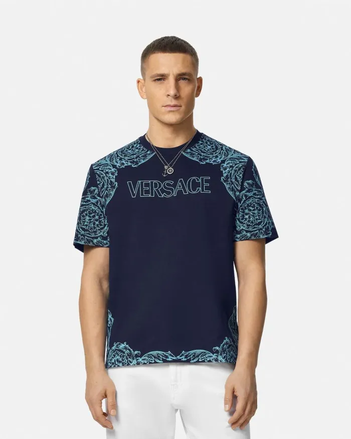 Versace TShirts and Polos Barocco Stencil TShirt Blueprint 8211 Men Versace TShirts and Polos Barocco Stencil TShirt Blueprint 8211 Men