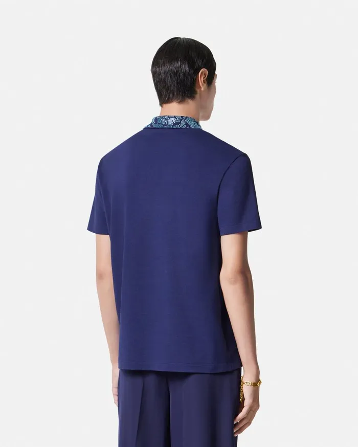 Versace TShirts and Polos Crystal Barocco Polo Shirt Blue 8211 Men Versace TShirts and Polos Crystal Barocco Polo Shirt Blue 8211 Men