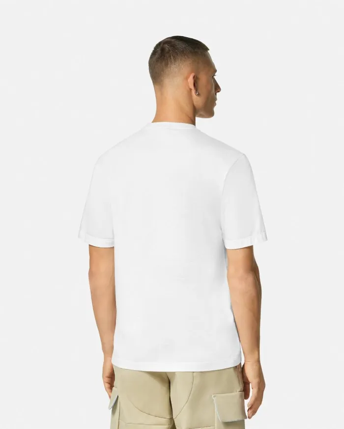 Versace TShirts and Polos Embroidered Contrasto Logo TShirt White 8211 Men Versace TShirts and Polos Embroidered Contrasto Logo TShirt White 8211 Men