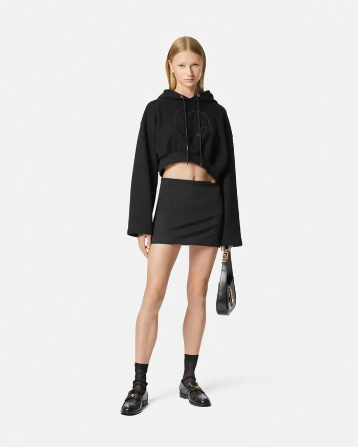 Versace TShirts and Sweatshirts Embellished Medusa Crop Hoodie Black 8211 Women Versace TShirts and Sweatshirts Embellished Medusa Crop Hoodie Black 8211 Women