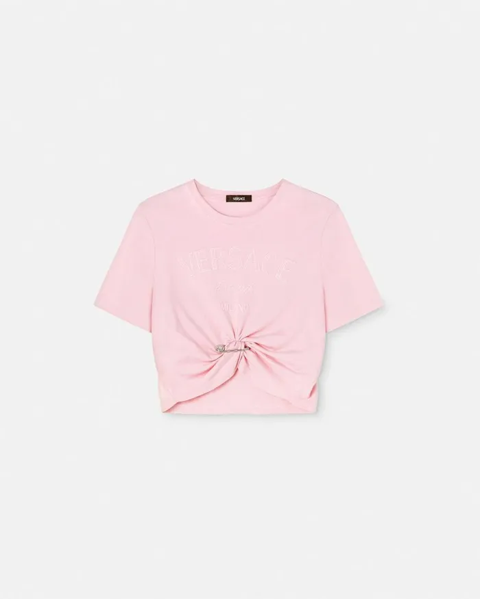 Versace TShirts and Sweatshirts Versace Milano Stamp Crop TShirt Light Pink 8211 Women