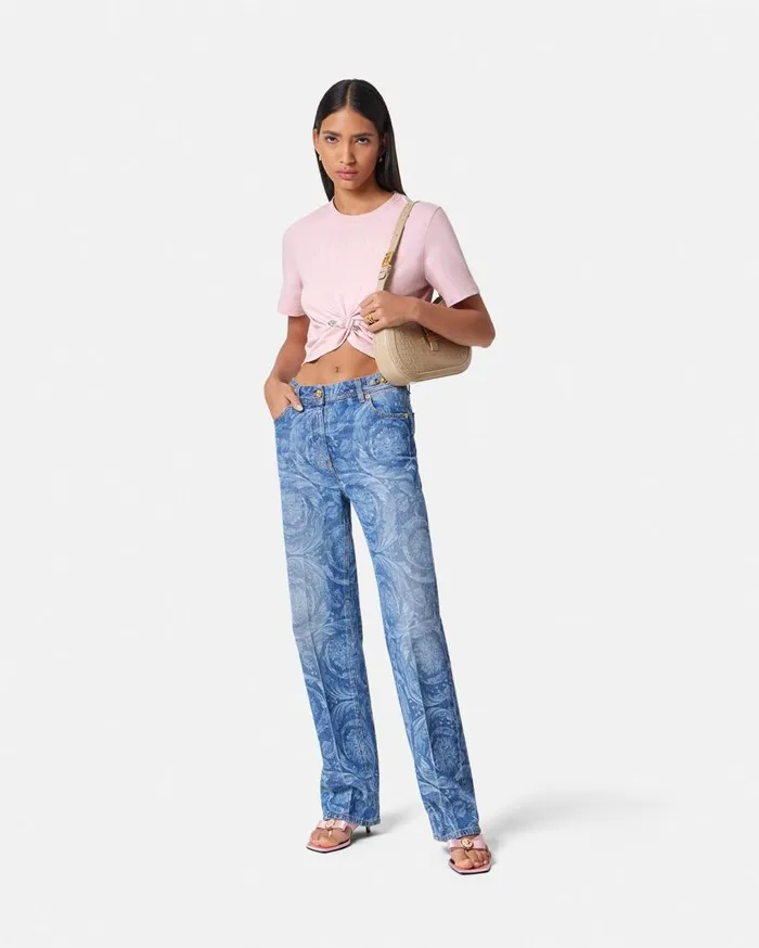 Versace TShirts and Sweatshirts Versace Milano Stamp Crop TShirt Light Pink 8211 Women Versace TShirts and Sweatshirts Versace Milano Stamp Crop TShirt Light Pink 8211 Women