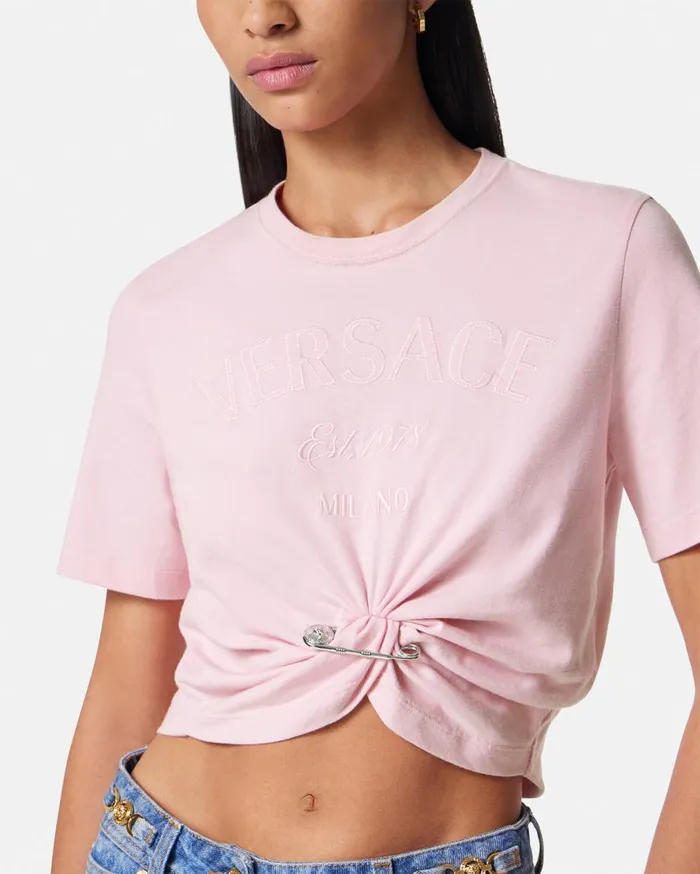 Versace TShirts and Sweatshirts Versace Milano Stamp Crop TShirt Light Pink 8211 Women Versace TShirts and Sweatshirts Versace Milano Stamp Crop TShirt Light Pink 8211 Women