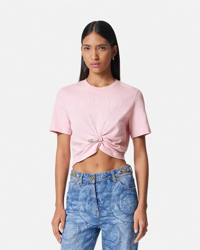 Versace TShirts and Sweatshirts Versace Milano Stamp Crop TShirt Light Pink 8211 Women Versace TShirts and Sweatshirts Versace Milano Stamp Crop TShirt Light Pink 8211 Women