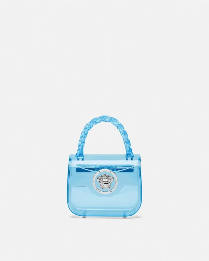 Versace Top Handle La Medusa Transparent Mini Bag Light Blue 8211 Women