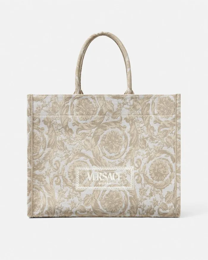 Versace Totes Barocco Athena Large Tote Bag Beigeprint 8211 WomenMen