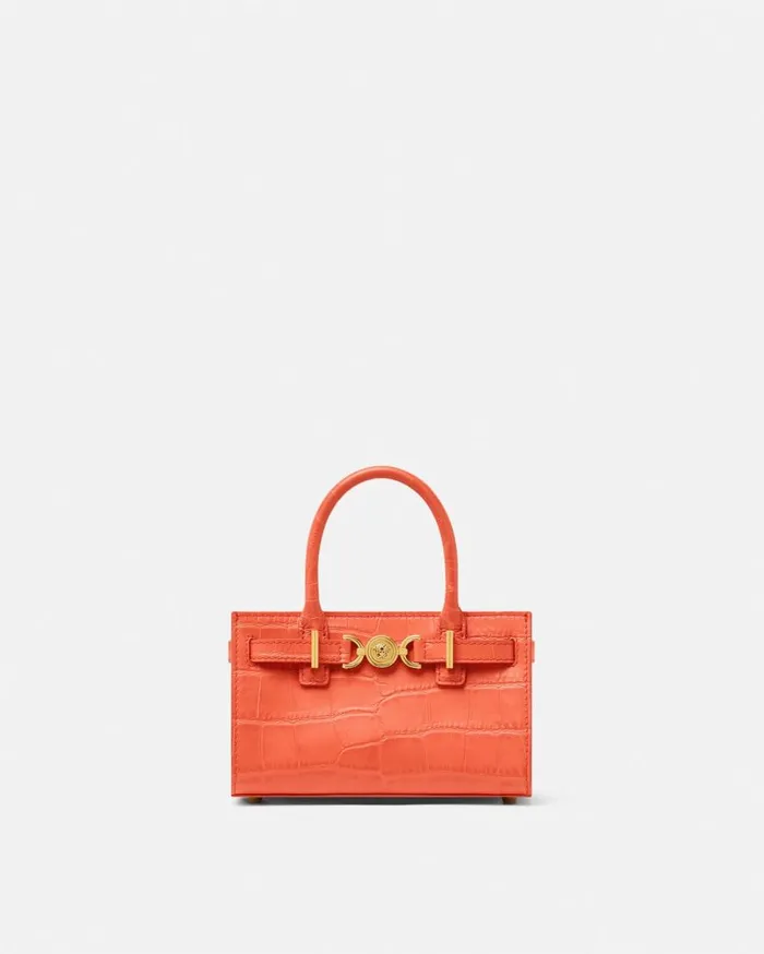 Versace Totes CrocEffect Medusa 03995 Mini Tote Bag Coral 8211 Women
