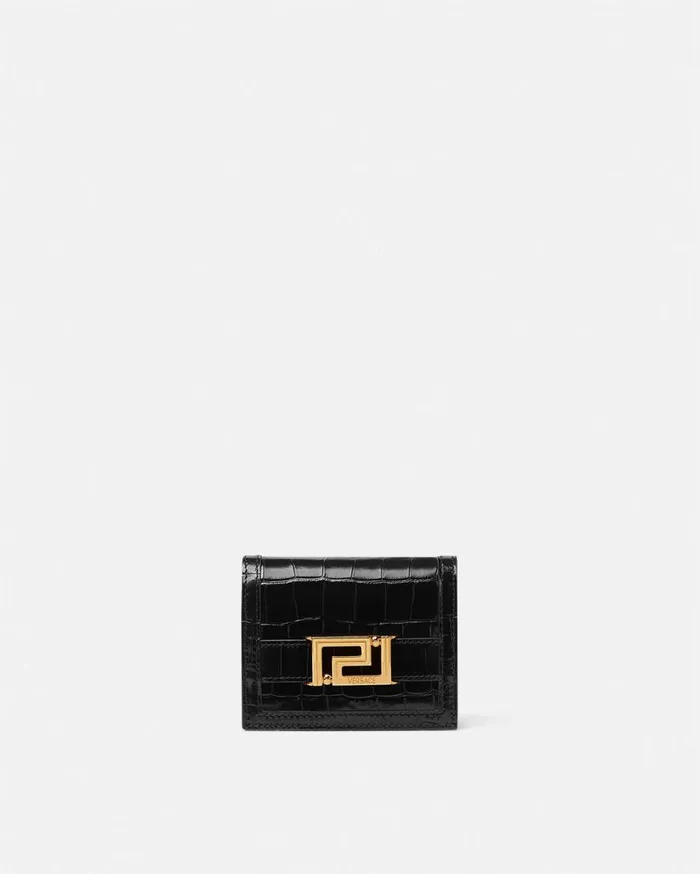 Versace Wallets CrocEffect Greca Goddess Wallet Blackgold 8211 Women