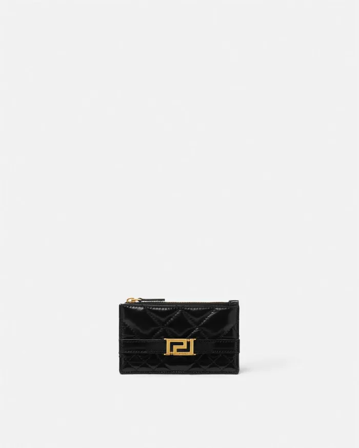 Versace Wallets Greca Goddess Zip Card Holder Blackgold 8211 Women