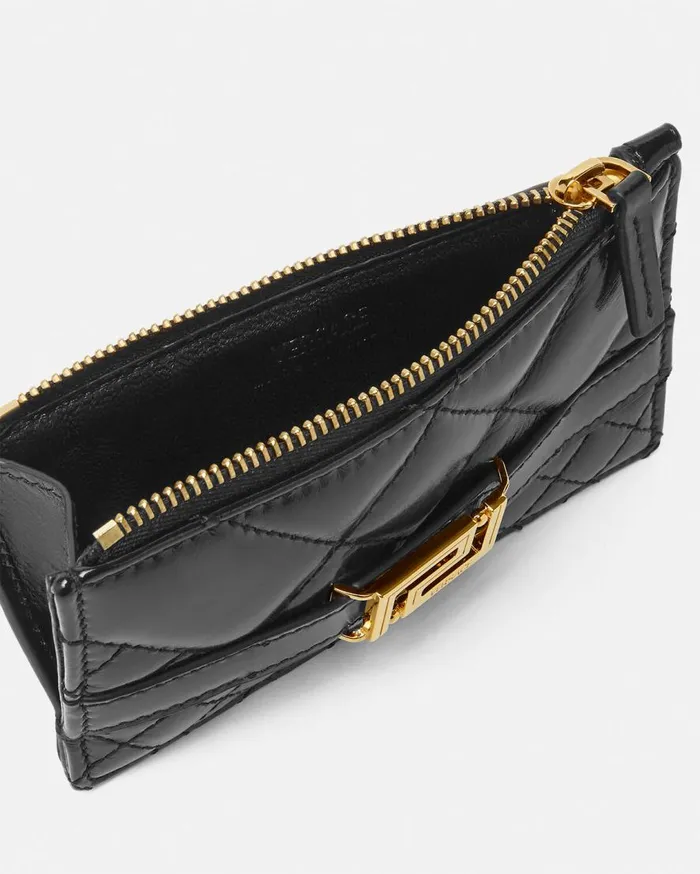 Versace Wallets Greca Goddess Zip Card Holder Blackgold 8211 Women Versace Wallets Greca Goddess Zip Card Holder Blackgold 8211 Women