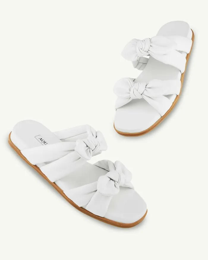 Very Bow Tie Footbed White Women Aquazzura Flats Very Bow Tie Footbed White Women Aquazzura Flats