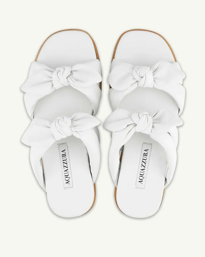Very Bow Tie Footbed White Women Aquazzura Flats Very Bow Tie Footbed White Women Aquazzura Flats