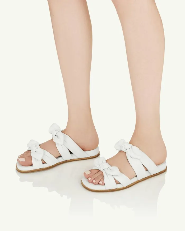 Very Bow Tie Footbed White Women Aquazzura Flats Very Bow Tie Footbed White Women Aquazzura Flats