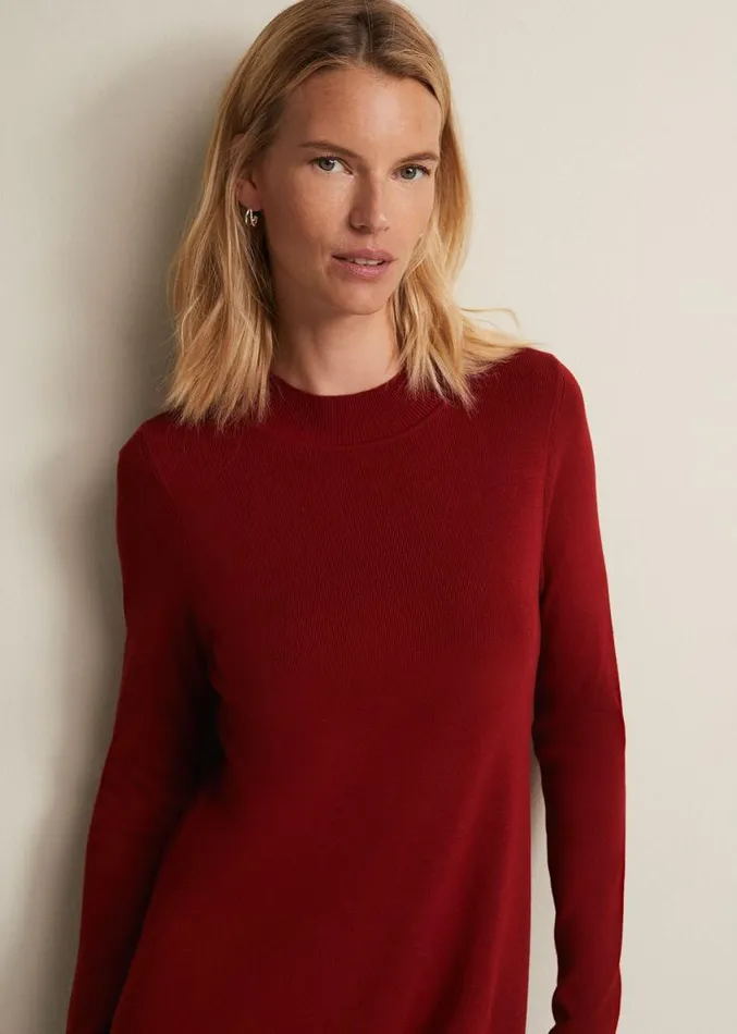 Vickie Fine Knit Mini Dress Red Women Phase Eight Dresses