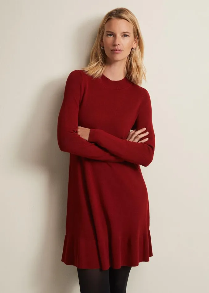 Vickie Fine Knit Mini Dress Red Women Phase Eight Dresses