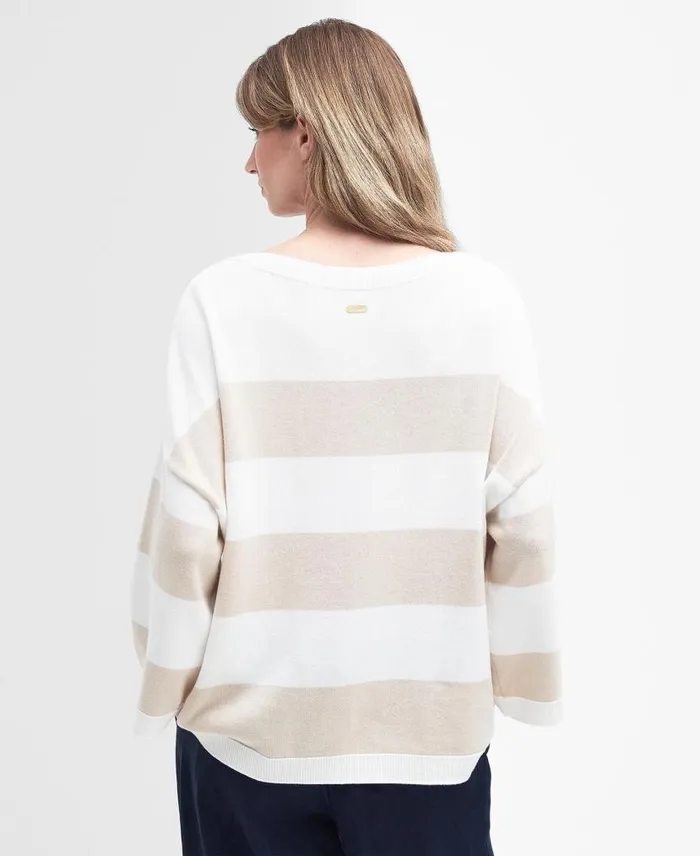 Vivienne Crew Neck Jumper French Oak Stripe Women Barbour Jumpers