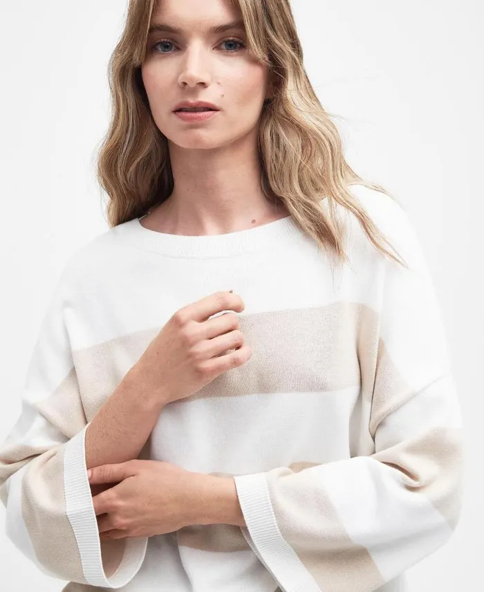 Vivienne Crew Neck Jumper French Oak Stripe Women Barbour Jumpers