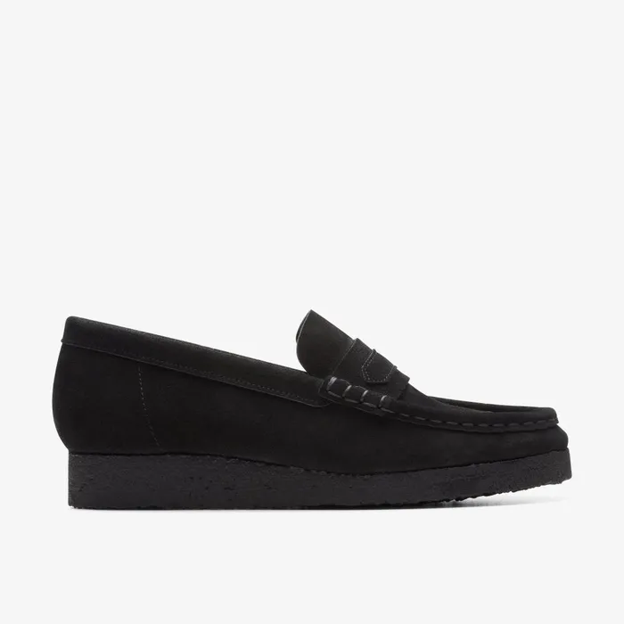 Wallabee Loafer Black Suede Women Clarks SlipOns