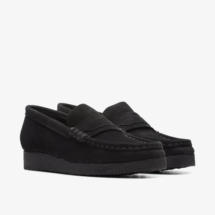Wallabee Loafer Black Suede Women Clarks SlipOns