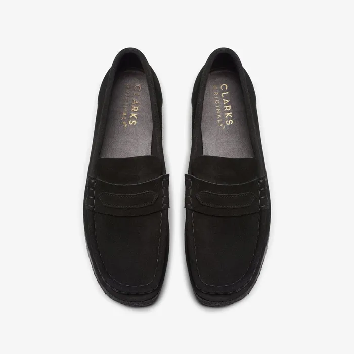 Wallabee Loafer Black Suede Women Clarks SlipOns